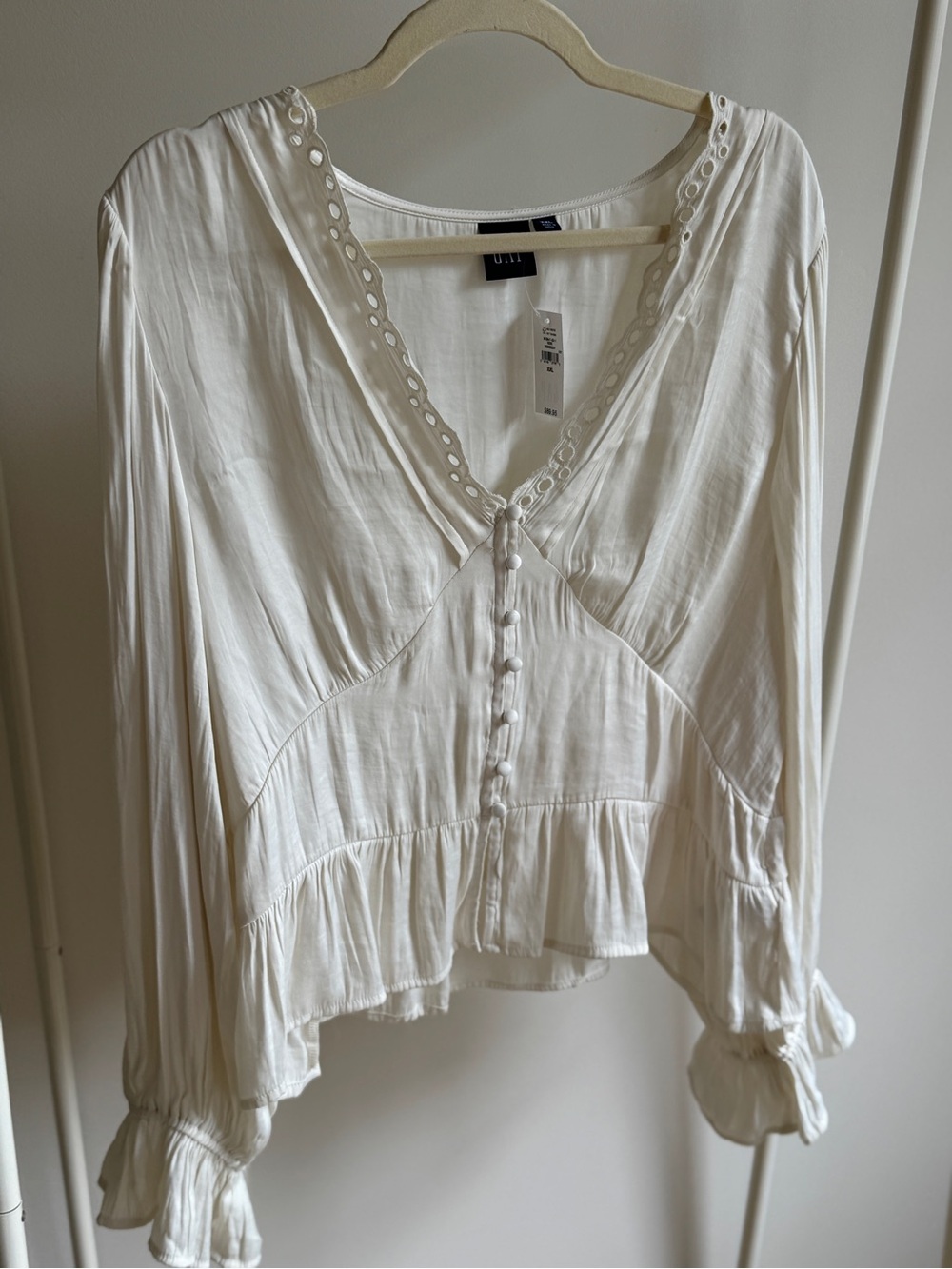 GAP Ivory Silky Button Front Blouse XXL NWT
